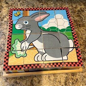 Melissa & Doug Pets Wooden Cube Blocks Puzzle Toy